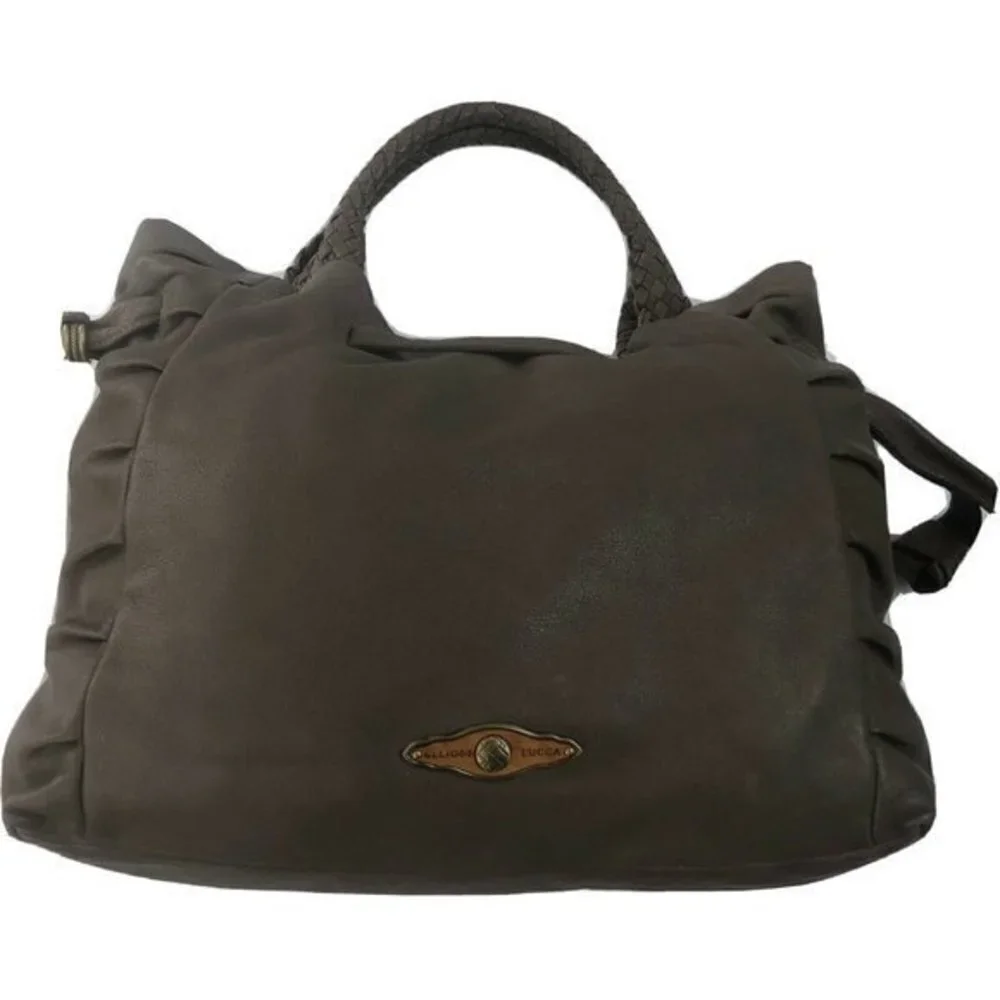 Elliot Lucca Handbag Leather Taupe Shoulderbag Tote Satchel